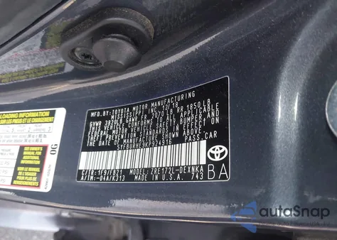 2019 Toyota Corolla Le z USA, uszkodzony, nr VIN 5YFBURHE9KP924916